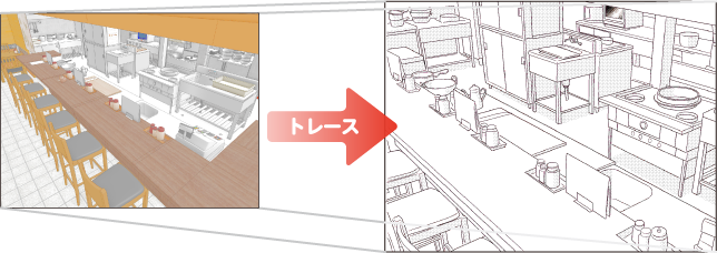 3Dの線画を下絵にしてコミック制作ソフトでトレース