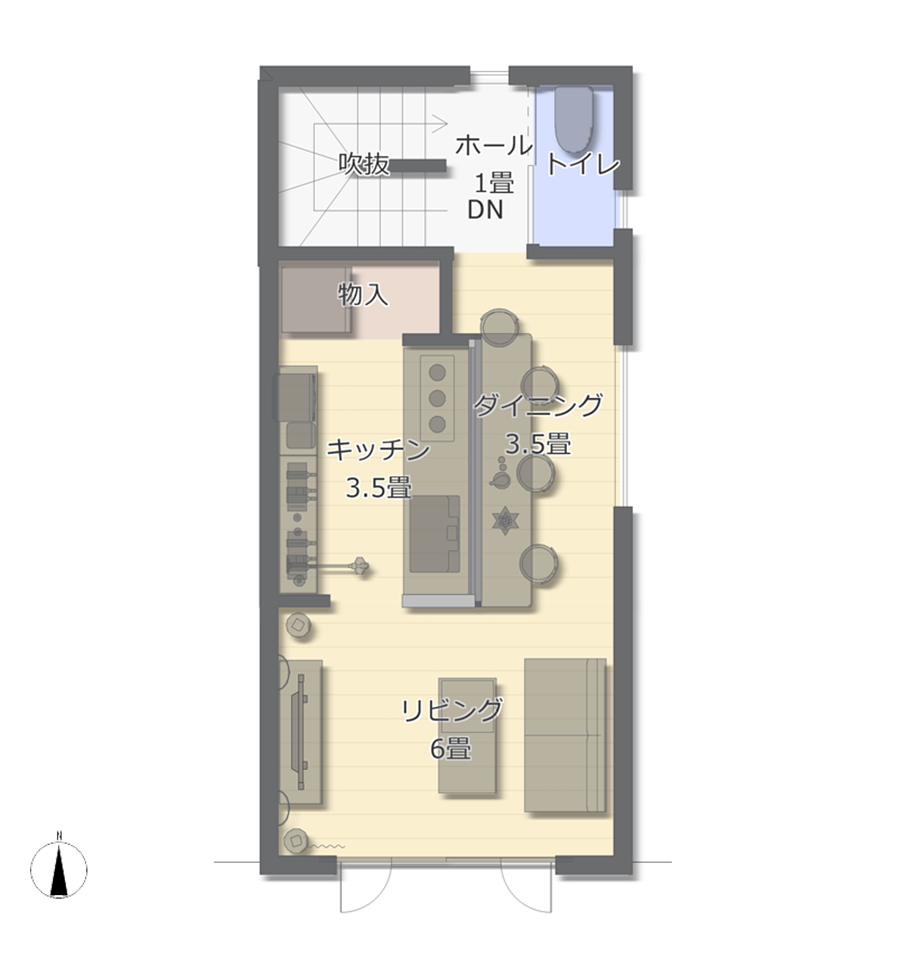 共働き夫婦の間取り(狭小住宅の間取り)