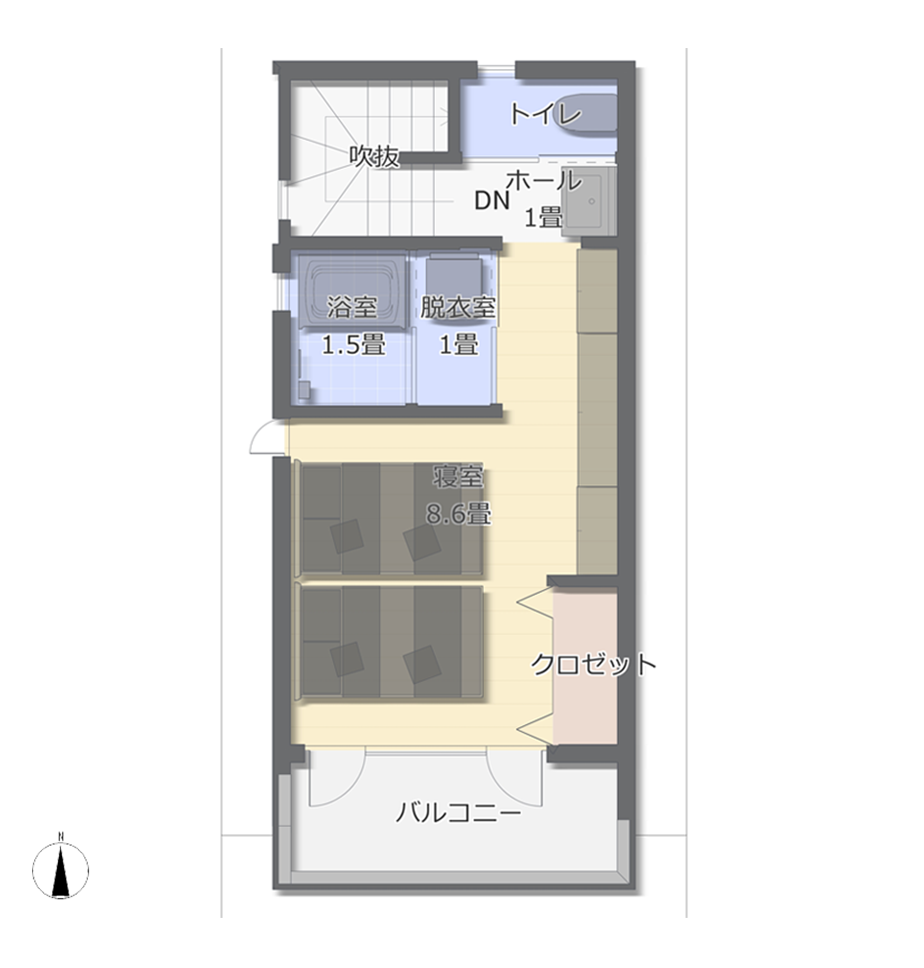 共働き夫婦の間取り(狭小住宅の間取り)