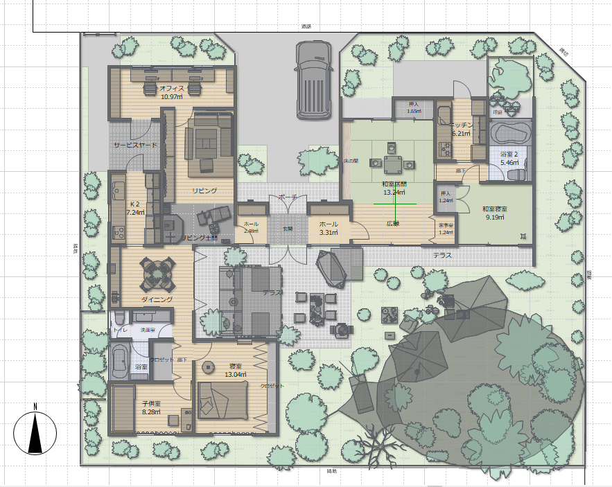 アウトドアが楽しめる一戸建ての間取