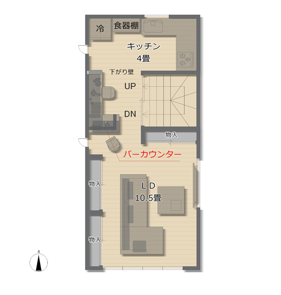 共働き夫婦の間取り(狭小住宅の間取り)