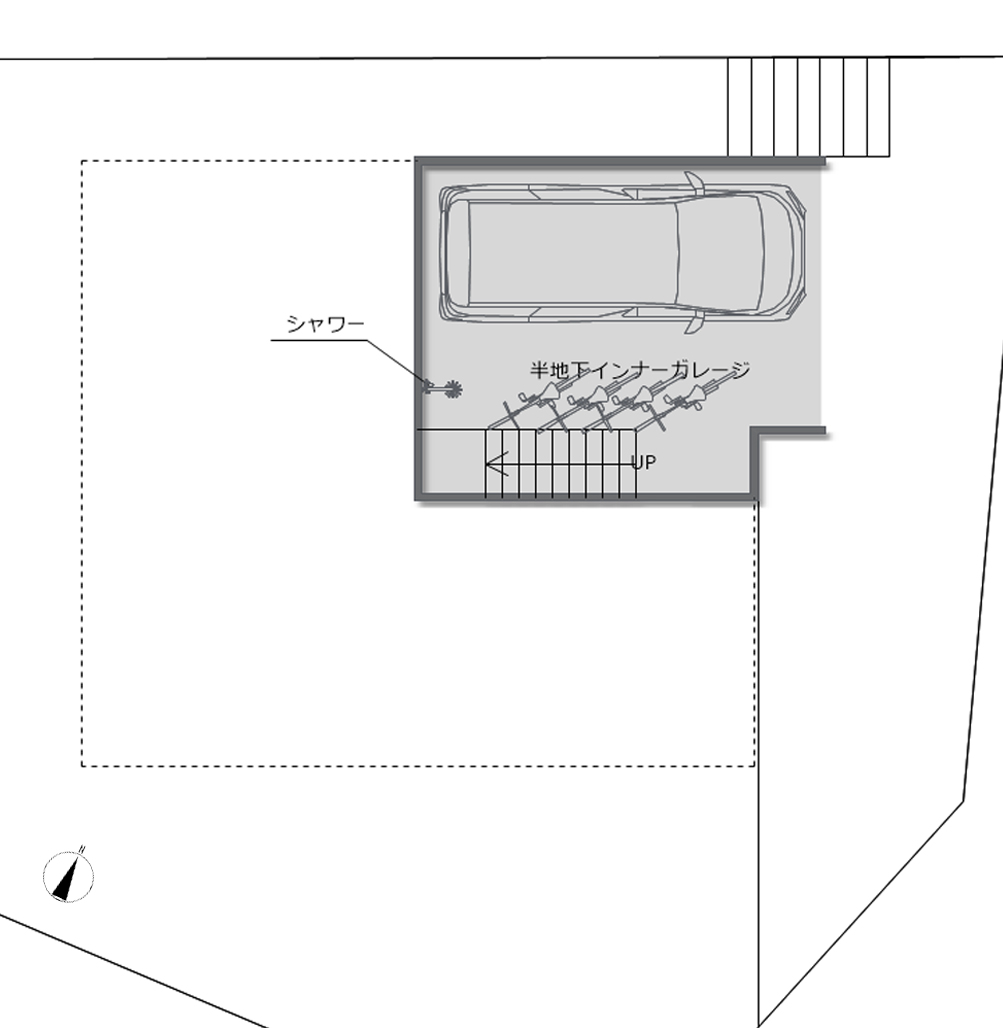 自然あふれる郊外の一戸建て住居の間取り