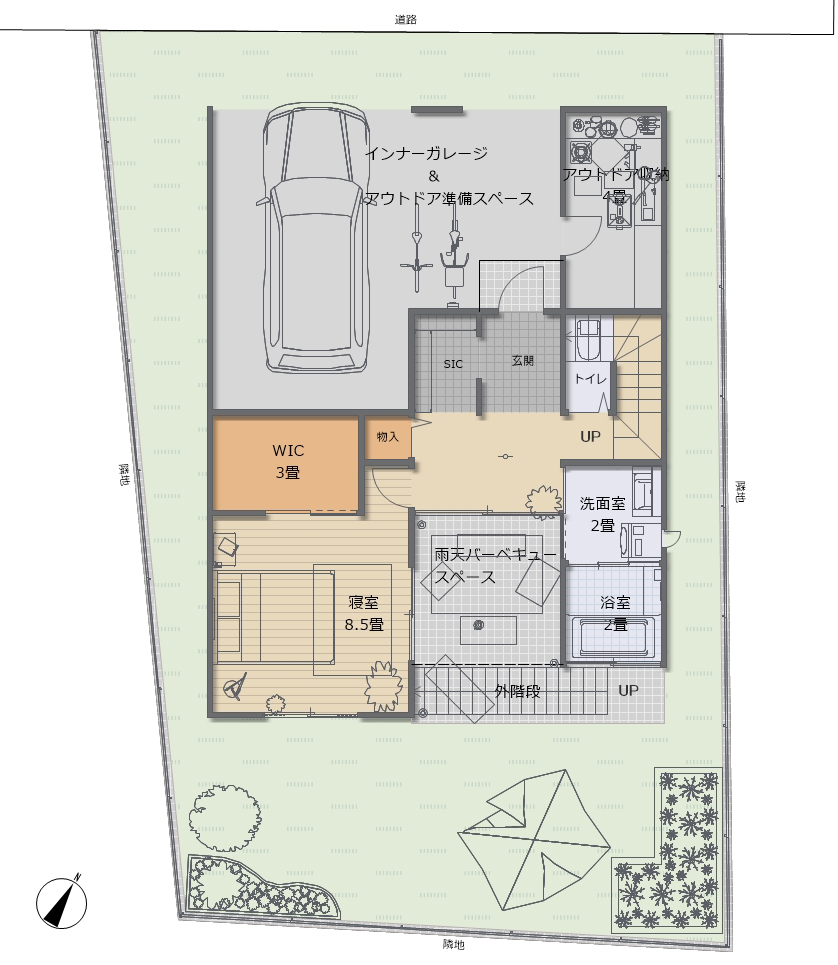 アウトドアが楽しめる一戸建ての間取