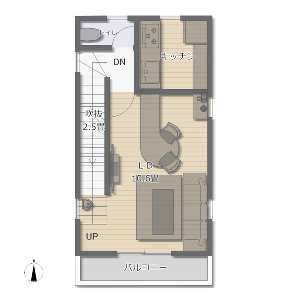 共働き夫婦の間取り(狭小住宅の間取り)