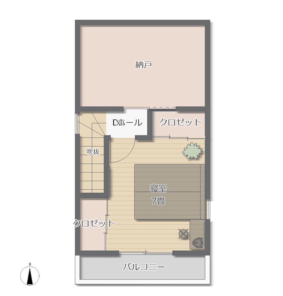 共働き夫婦の間取り(狭小住宅の間取り)