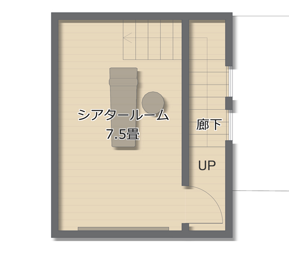 自然あふれる郊外の一戸建て住居の間取り
