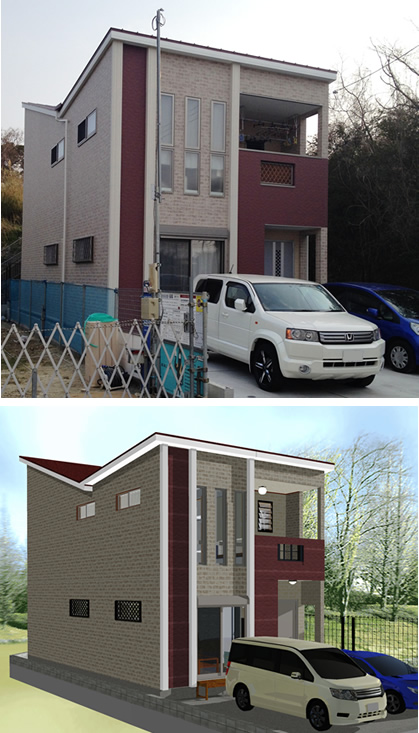 マイホームデザイナー活用事例「ちょっと変わった屋根の家」・外観