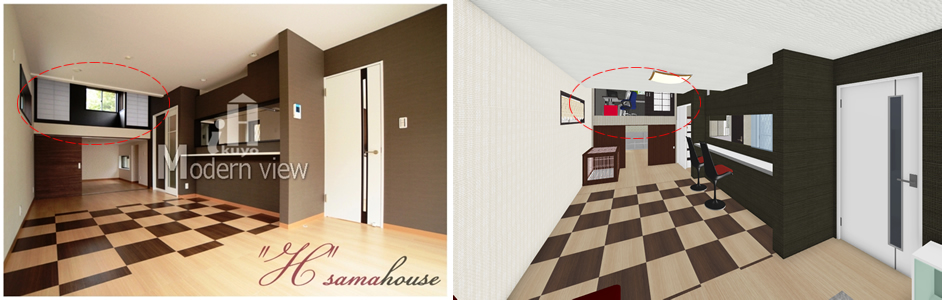 マイホームデザイナー活用事例「ちょっと変わった屋根の家」・内観