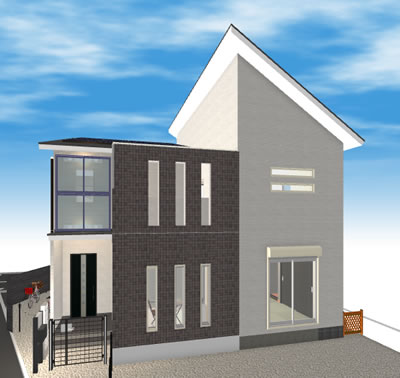 マイホームデザイナー活用事例「パティオのある我が家」外観イメージ