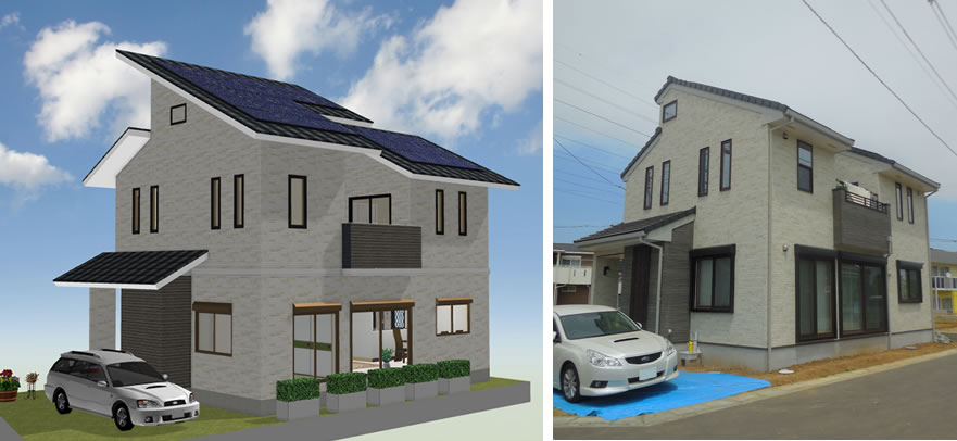 マイホームデザイナー活用事例「２Fセンターバルコニーの家」・外観