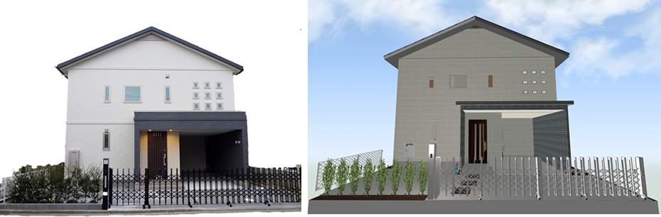 マイホームデザイナー活用事例「家族の希望をかなえたソフト」・外観イメージと写真