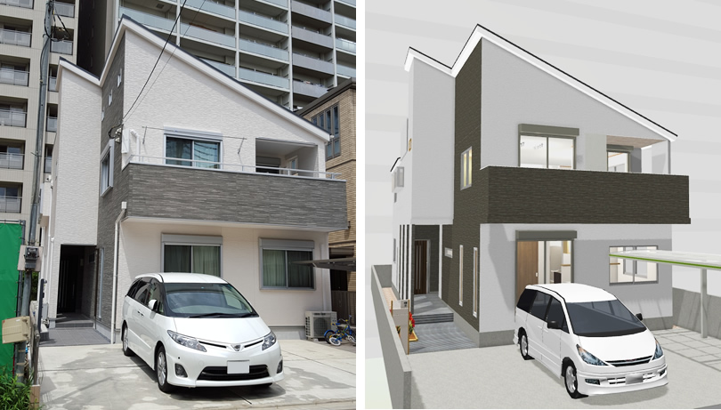 マイホームデザイナー活用事例「念願の都内マイホーム！」外観イメージ