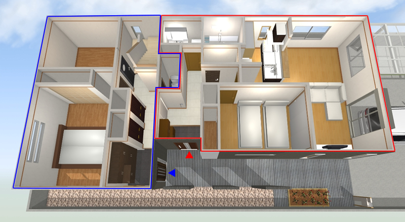 マイホームデザイナー活用事例「念願の都内マイホーム！」玄関別の独立2世帯住宅・内観