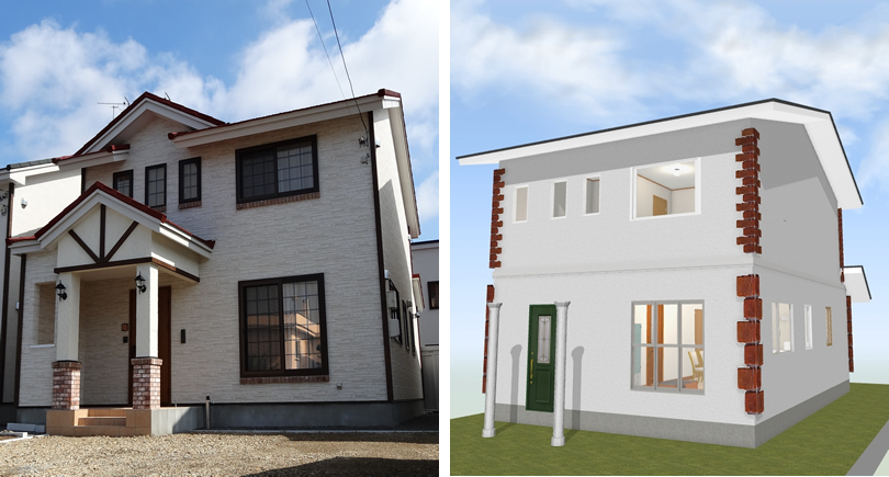 マイホームデザイナー活用事例「動線を意識した収納空間」マイホームデザイナーで描いたイメージと完成写真