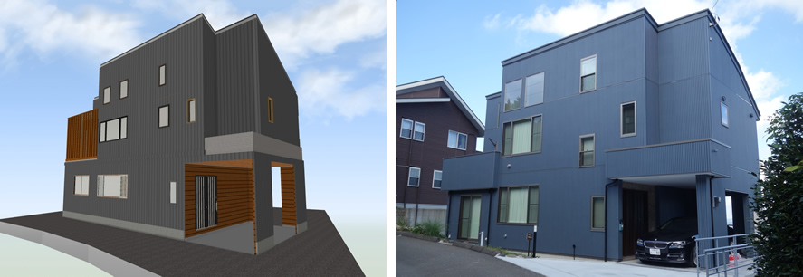 マイホームデザイナー活用事例「南箱根から富士山をのぞむ山荘」外観