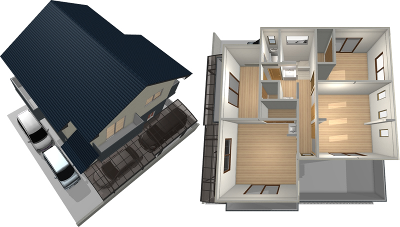 マイホームデザイナー活用事例「6LDKの家」3Dマイホームデザイナーで作成したイメージ