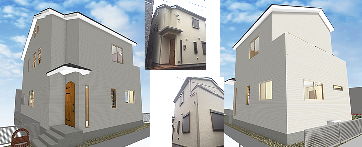 マイホームデザイナー活用事例「我が家」外観イメージと完成写真