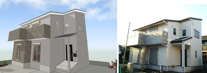 マイホームデザイナー活用事例「新築住宅4LDK」マイホームデザイナーでイメージと完成写真