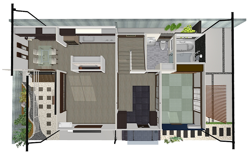 マイホームデザイナー活用事例「土間のあるWA-MODANな家」Y様邸室内イメージ