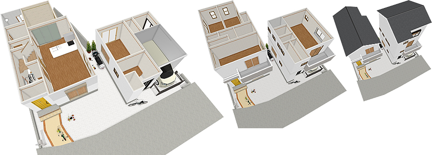 マイホームデザイナー活用事例「セカンドハウスのリフォームと隣地への新築工事