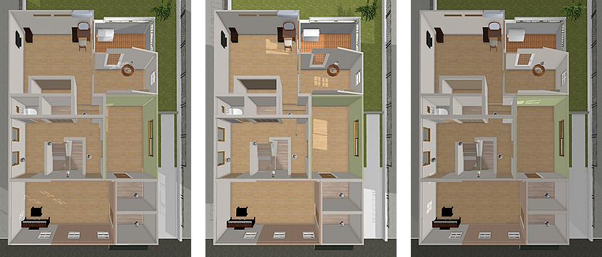 マイホームデザイナー活用事例「3連窓の家」日当たりシミュレーション