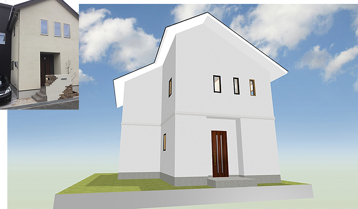 マイホームデザイナー活用事例「理想に近づける～２軒目の家～」完成写真とイメージ