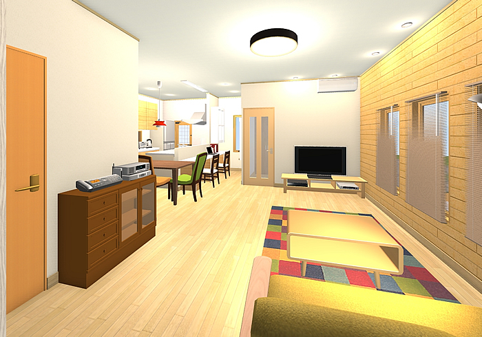 マイホームデザイナー活用事例「小さな南欧風住宅」LDKのイメージ