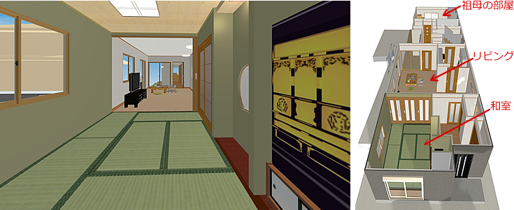 マイホームデザイナー活用事例「ホームパーティーができる家」室内イメージ