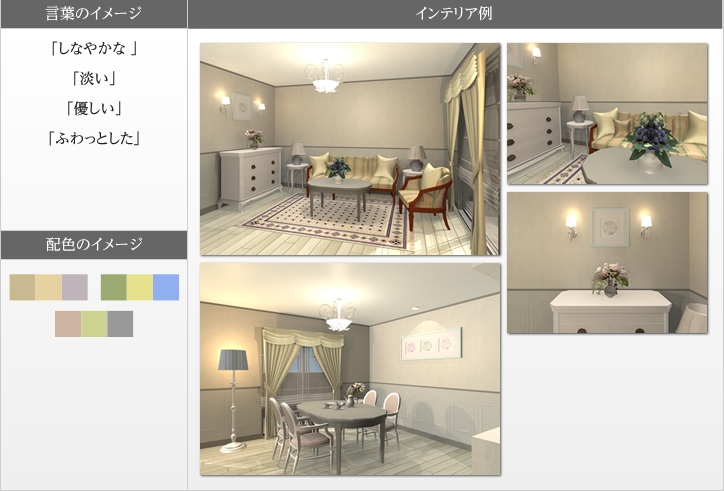 言葉のイメージ/配色のイメージ/インテリア例
