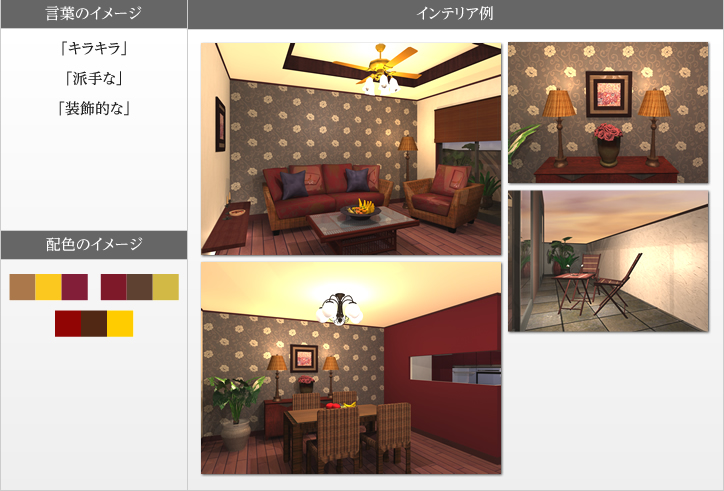 言葉のイメージ/配色のイメージ/インテリア例