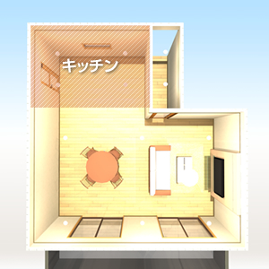 オープンのキッチン