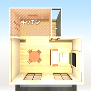 セミオープンのキッチン