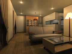 ペンダント+ダウンライト+フロアライト（シーリングなし）