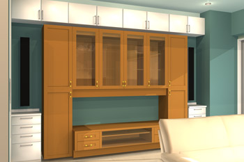 リビング飾り棚と造付け家具（パース）