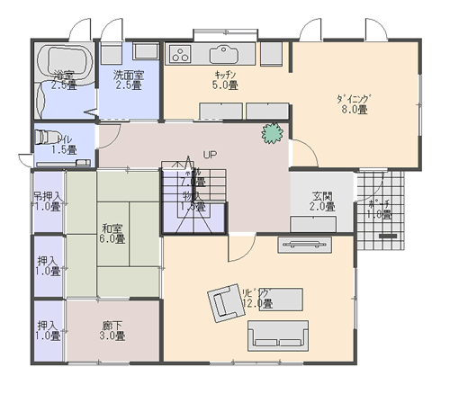 家事動線 バリアフリーを重視した間取り 間取り図ダウンロード 間取り ３ｄ住宅デザインソフト ３ｄマイホームデザイナー