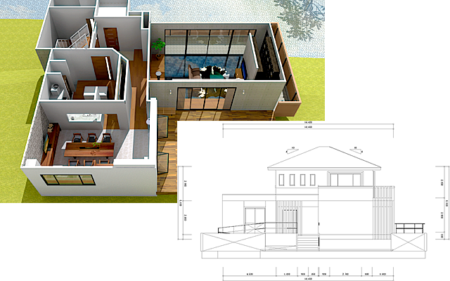 パース図/平面図/立面図