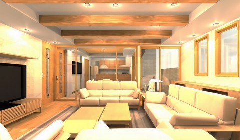 無垢材を使用したリビングパース