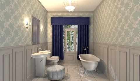 モールディングのある洋風バスルーム