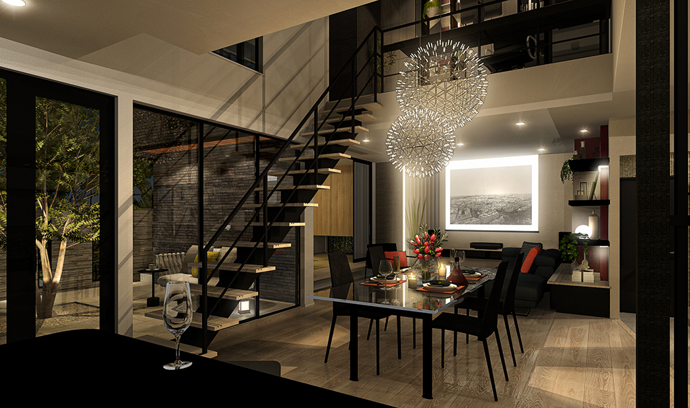 ワインと映画と愛犬のいる大人空間①夜のリビング