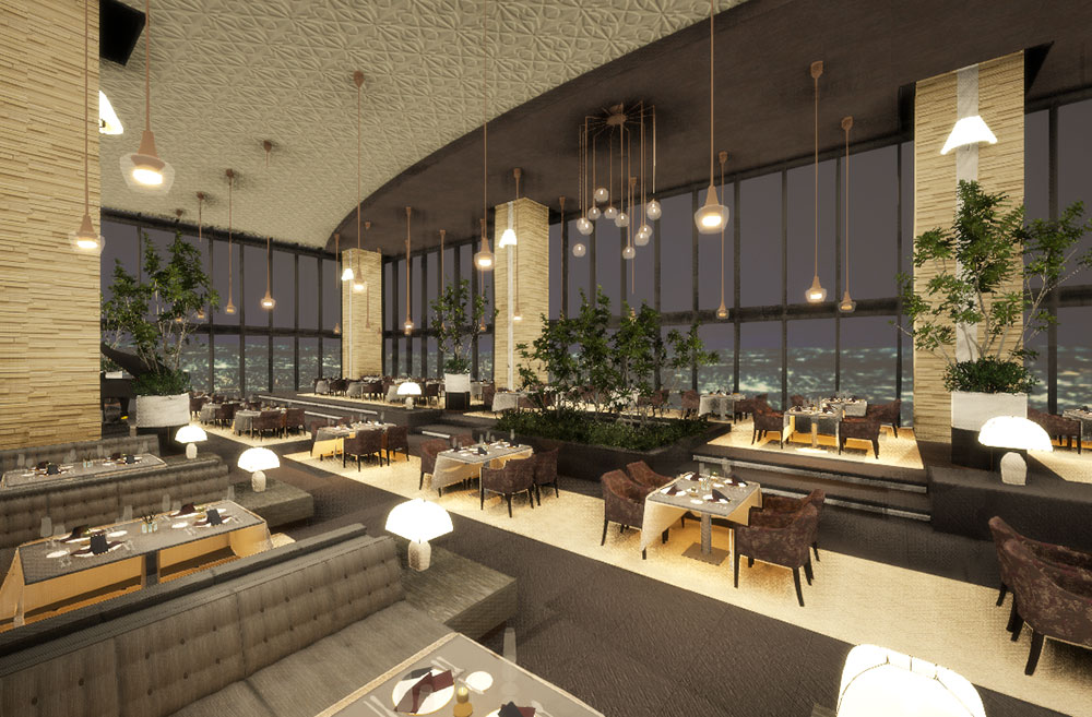 ホテル高層階のレストラン(Pixage出力)