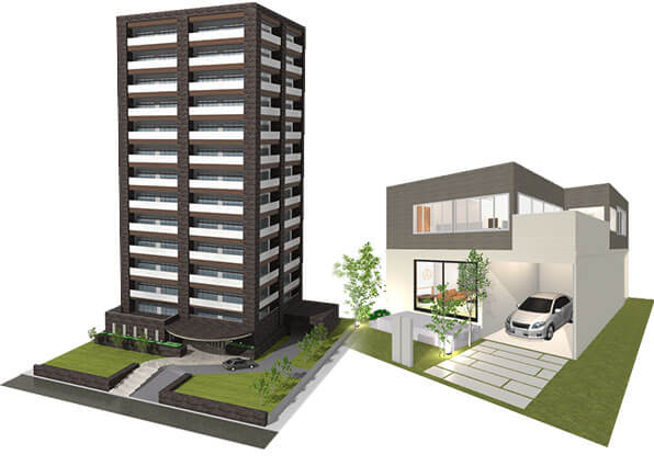 ビルパースと戸建てのパース