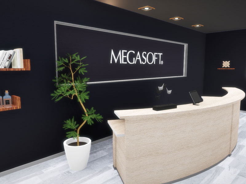 会社ロゴを受付に貼り付け