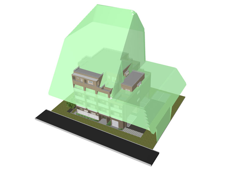 斜線の規制範囲を3Dで表示