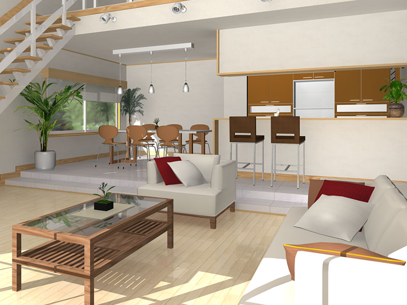 壁開口や床段差のあるパース