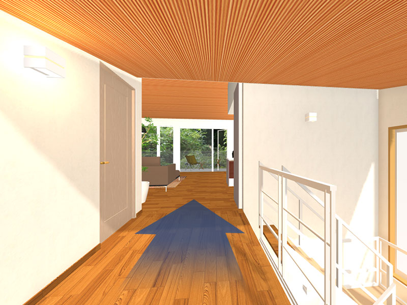 ウォークスルーで家の中の空間を確認