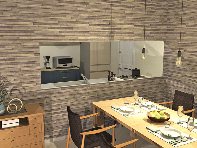 壁開口機能を使ったキッチンパース