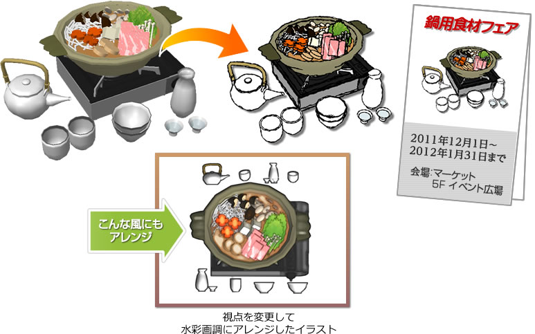 筆描き調にアレンジ