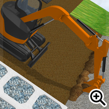 油圧ショベルで法面の側溝工事