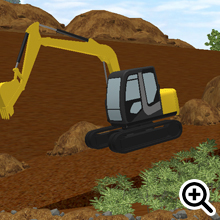 油圧ショベルで掘削