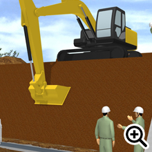 法面バケットを使って法面を整地